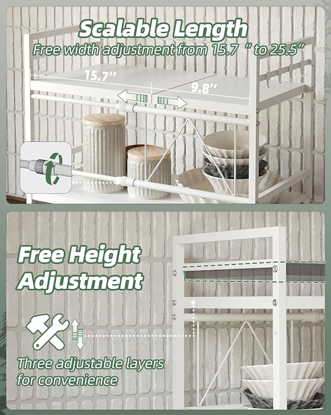 NETEL Expandable Microwave Stand, 3 Tier Metal Kitchen Countertop Organizer - Image 8