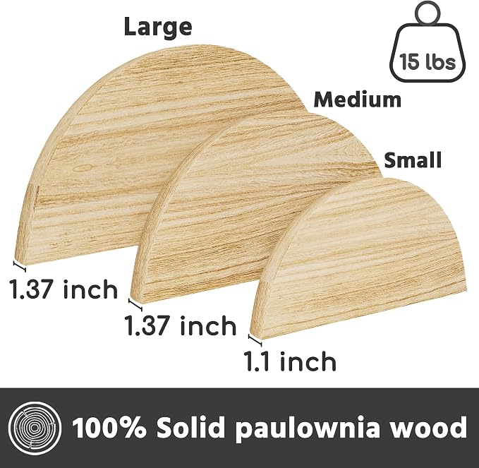 QsQueen Solid Wood Half Round Floating Wall Shelves | Elegant Floating Shelves - Image 3