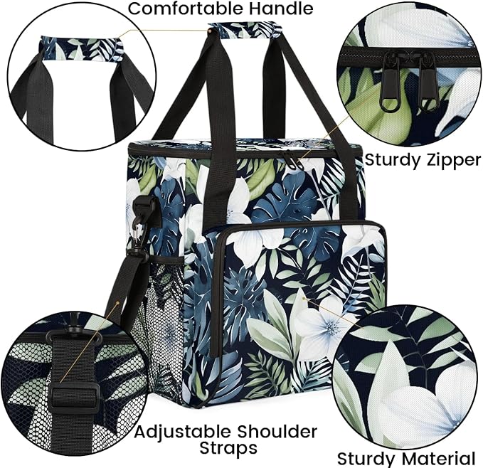Tropical Palm Leaves Floral Coffee Maker Carring Bag, Large Insulated Storage - Image 6