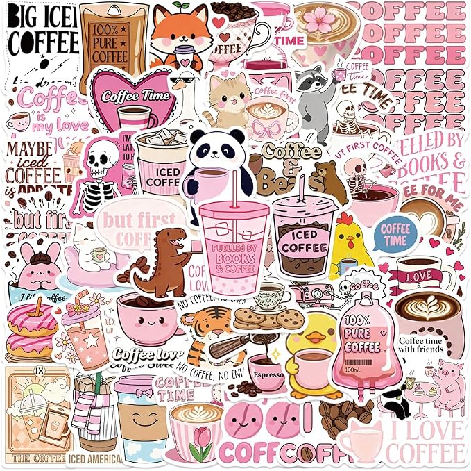 Funny Love Coffee Waterproof Stickers by Unknown