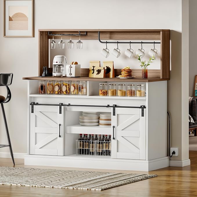 DWVO Farmhouse Buffet Cabinets, Sliding Barn Door Sideboard Cabinet - Image 8