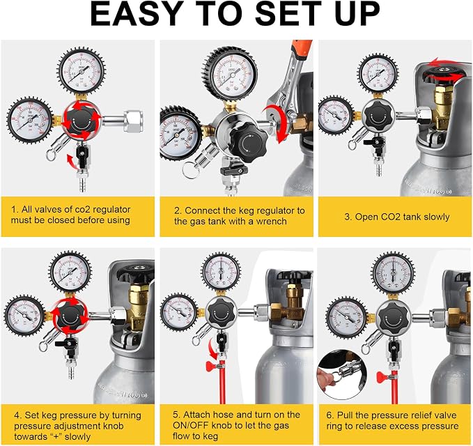 MRbrew Keg CO2 Regulator, Kegerator Regulator CGA-320, 0-60 PSI Working Pressure - Image 5