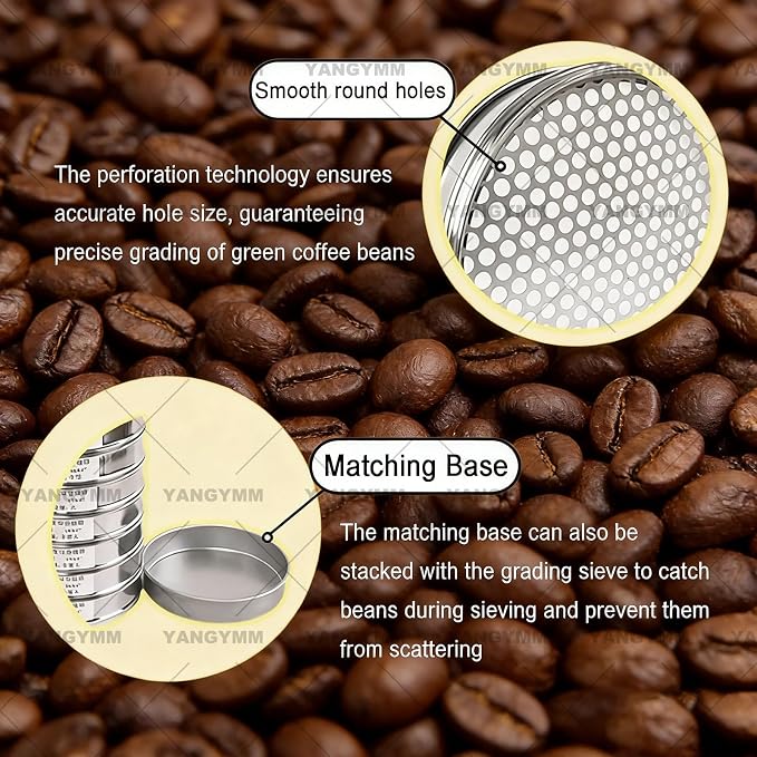 10-Layer Coffee Bean Grading Sieve, 8 Inch Stainless Steel Sifter, Precision - Image 6