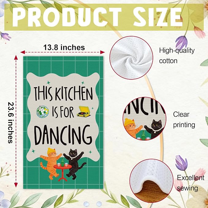 Funny Kitchen Towels, Dancing Cats Dish Towels, Soft Absorbent Hand Towel - Image 2