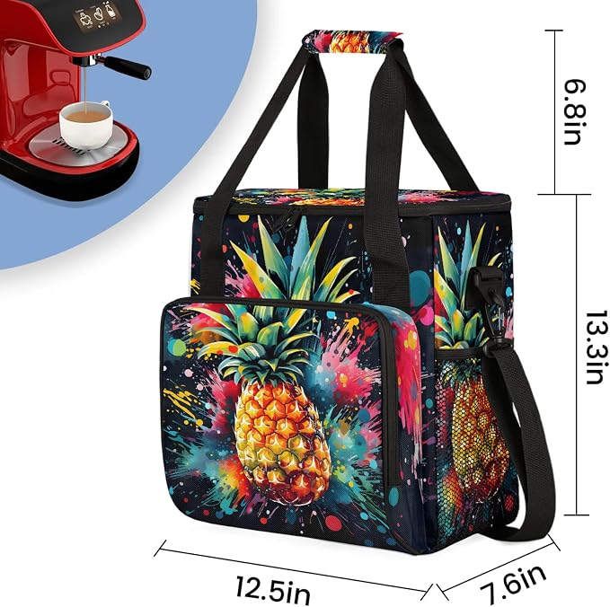 Pineapple Coffee Maker Carring Bag, Large Insulated Storage Organizer Case Tote - Image 2