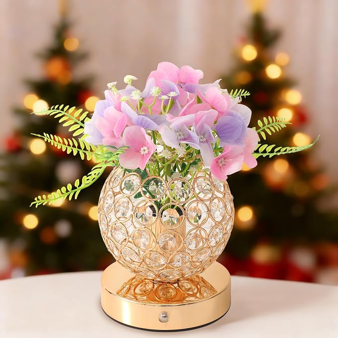 Pink Artificial Hydrangea Flower Lamp, 3 Color Dimmable Touch Control Night - Image 4
