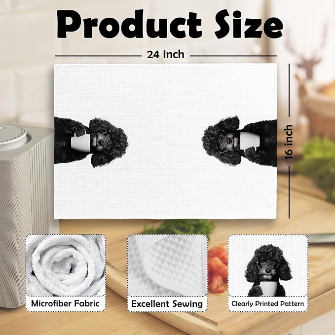 Funny Doodle Coffee Bar Kitchen Dish Towels, Doodle Gifts - Image 6