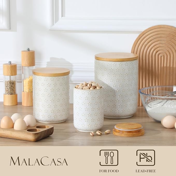 MALACASA LYDIA Ceramic Canisters Set - Image 3