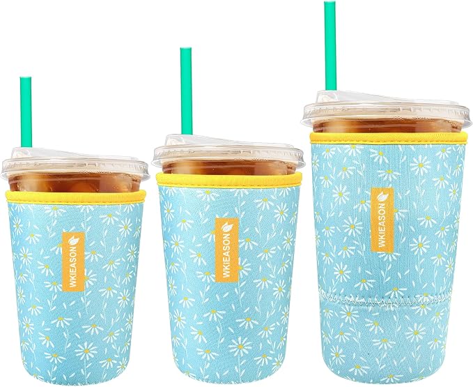 WK IEASON Reusable Iced Coffee Insulator Universal Ice Coffee Sleeve by WKIEASON