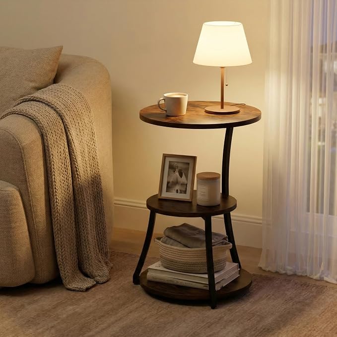 Round Side Table, 3-Tier End Table - Image 4