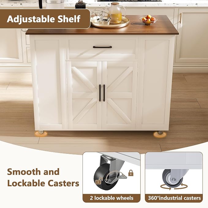 46" Kitchen Island on Wheels - Image 8