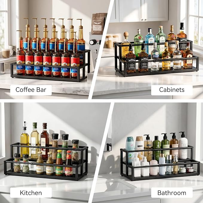 Nuovoware Expandable Coffee Syrup Organizer, 2-Tier Syrup Rack Holds 10-16 - Image 7