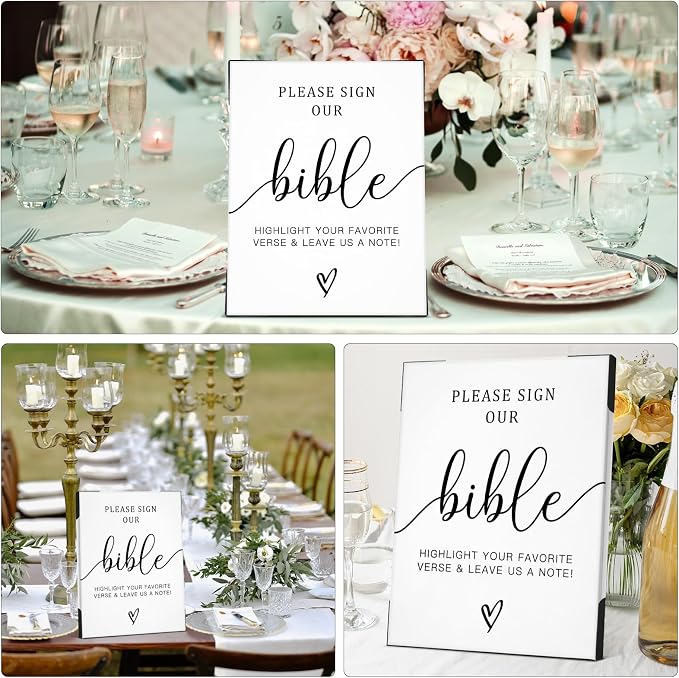 Wedding Signs for Ceremony and Reception, Please Sign Our Bible for Wedding - Image 5