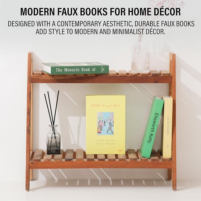 PROBENEX 4 Pcs Decorative Books | Faux Neutral Coffee Table & Shelf Decor | - Image 7