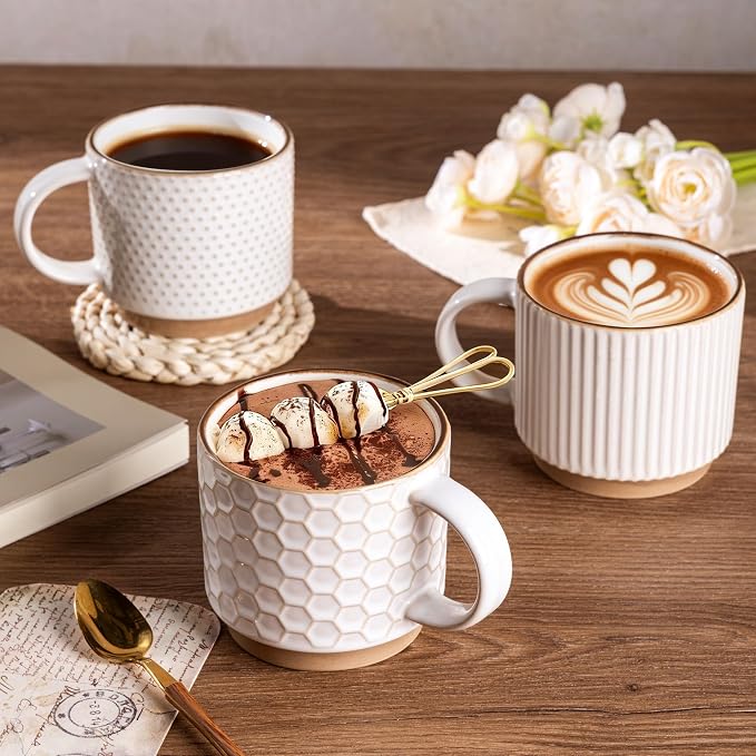 GBHOME 12OZ Stackable Coffee Mugs, Ceramic Coffee Mugs - Image 5