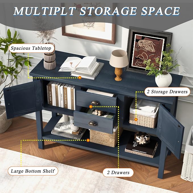 LKTART Farmhouse Sideboard Buffet Cabinet, Solid Wood Sideboard - Image 5