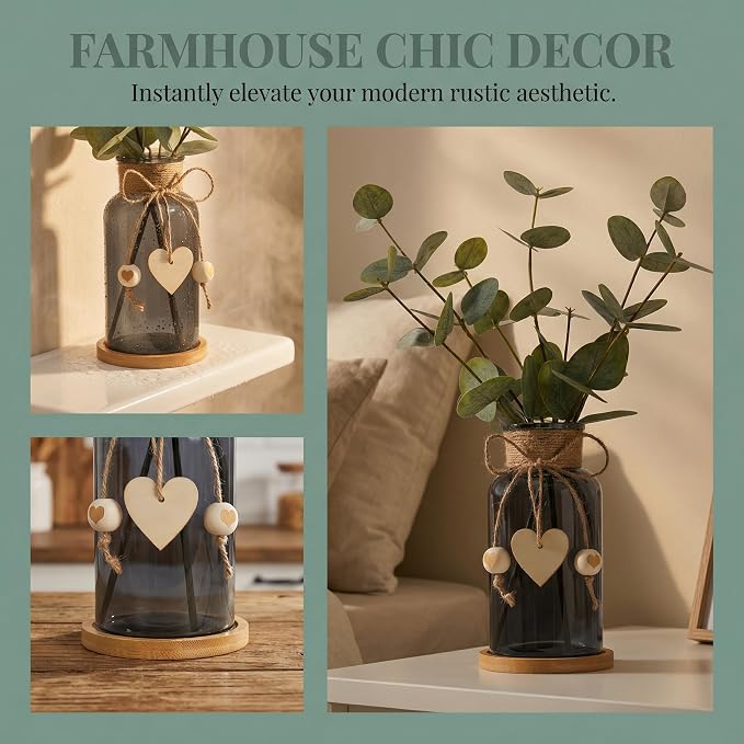 Artificial Eucalyptus Greenery Stems in Glass Vase - Image 5