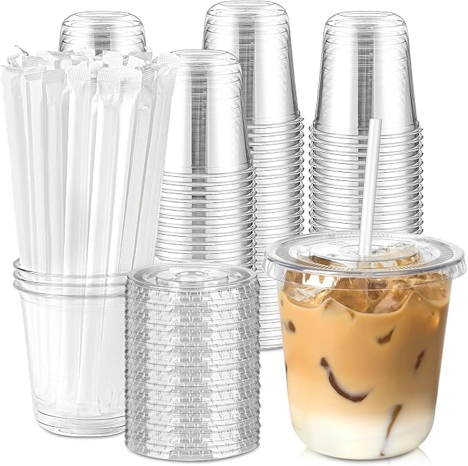 [100 Sets - 12oz Round Bottom Clear Plastic Cups by Jycnolm