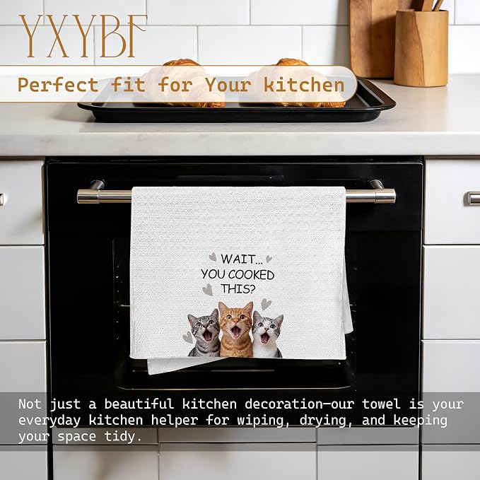 Funny Cat Kitchen Towels 16x24 Inches, Cat Mom Dad Lady Lovers Gifts Decorative - Image 3