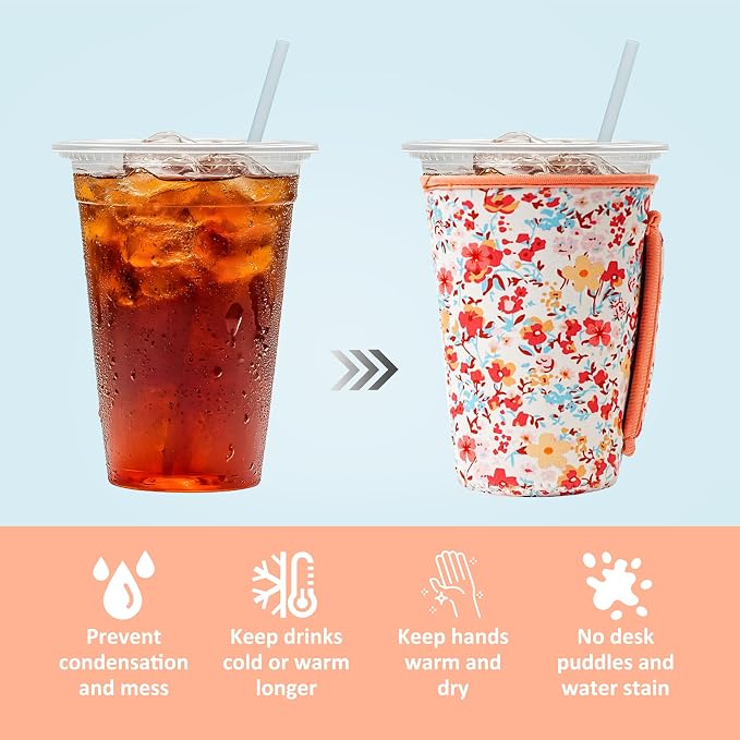 KJQJLY 3 Pack Reusable Iced Coffee Sleeves - Image 3