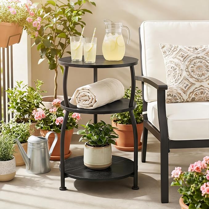 Round Side Table, 3-Tier End Table - Image 6