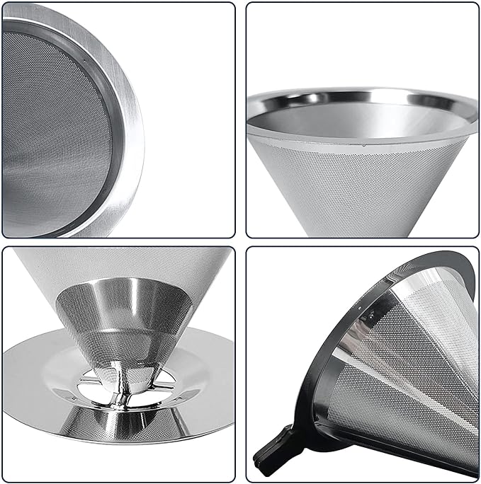 Reusable Paperless Coffee Filter, Pour Over Coffee Maker, Stainless Steel Drip - Image 8