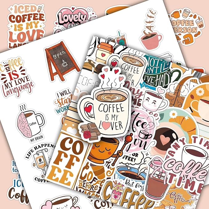 100PCS Coffee Stickers – Cute Coffee Quotes, Coffee Lover & Aesthetic Cafe - Image 6
