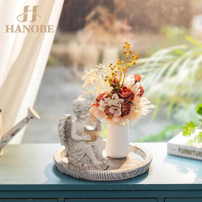 Hanobe Decorative Tray for Coffee Table: Round Candle Plate Holder Centerpieces - Image 3