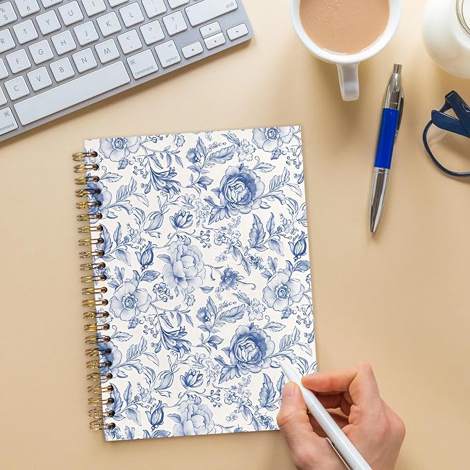 kunlisa Blue and White Chinoiserie Floral Spiral Notebook Journal 5.5x8.3 - Image 5