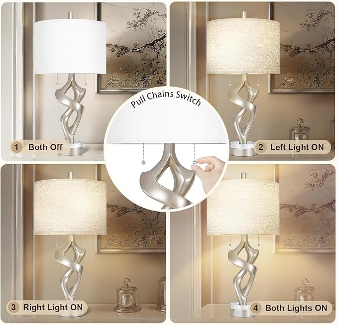 Scenekoy Sculptural Resin Table Lamp Set of 2 - Image 4