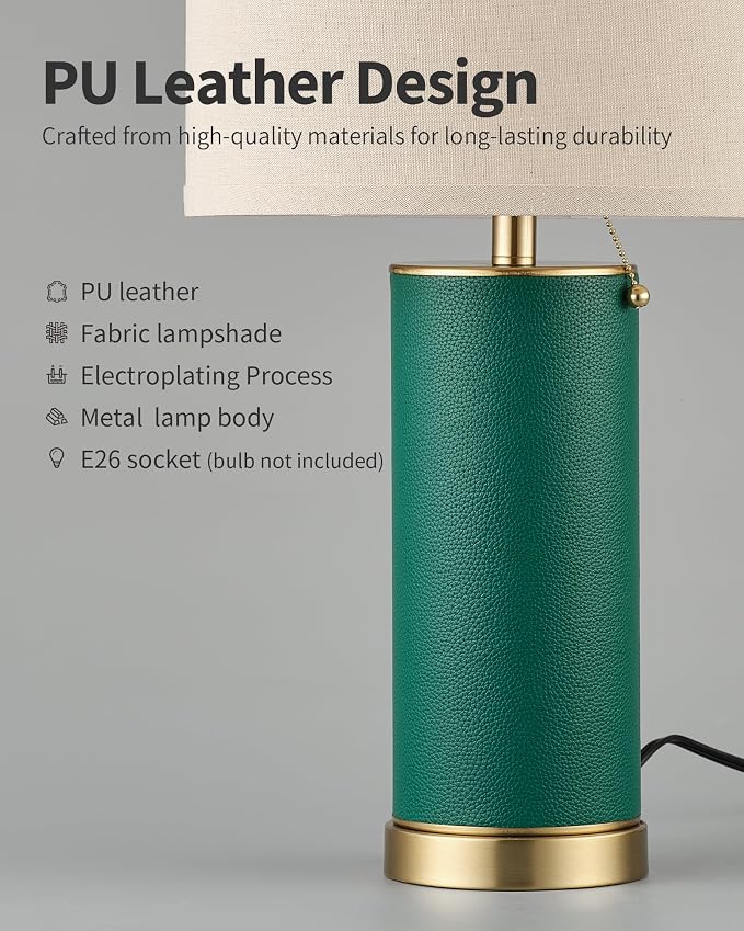 KDG 23.4" Green PU Leather Table Lamps - Image 3