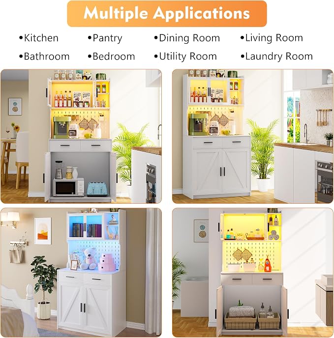 Gurexl 64" Farmhouse Kitchen Pantry - Image 8