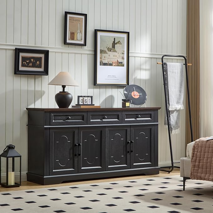 LIDYUK 63" Black Buffet Sideboard Cabinet - Image 7