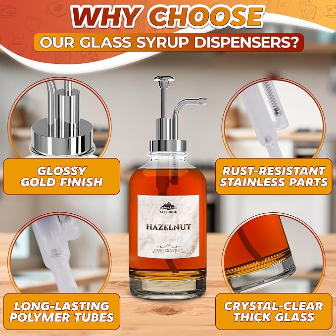 Set of 4 Glass Syrup Bottle - Image 3