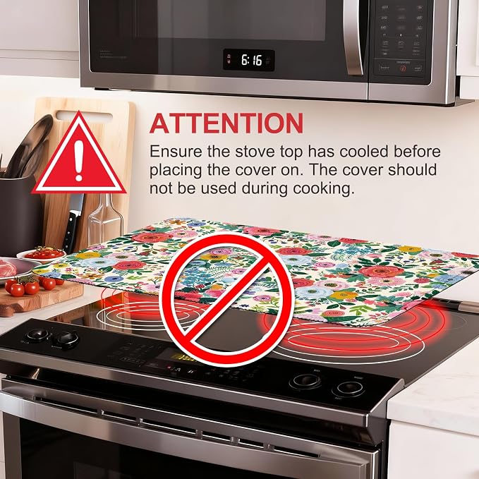 Watercolor Flowers Stove Top Cover - Image 3