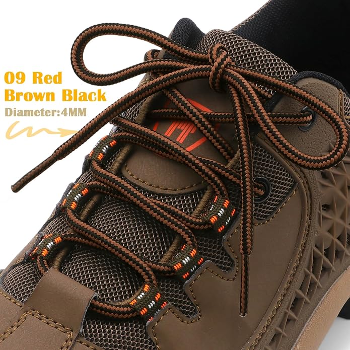 DELELE 2 Pair Round Boot Laces Outdoor Hiking Walking Shoelaces Dual Coloured - Image 2