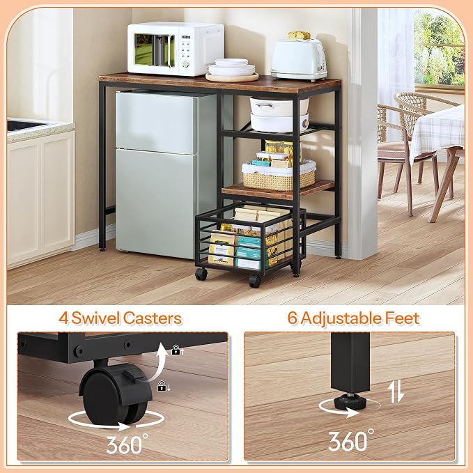 HOOBRO Mini Fridge Stand, Coffee Bar Station - Image 6