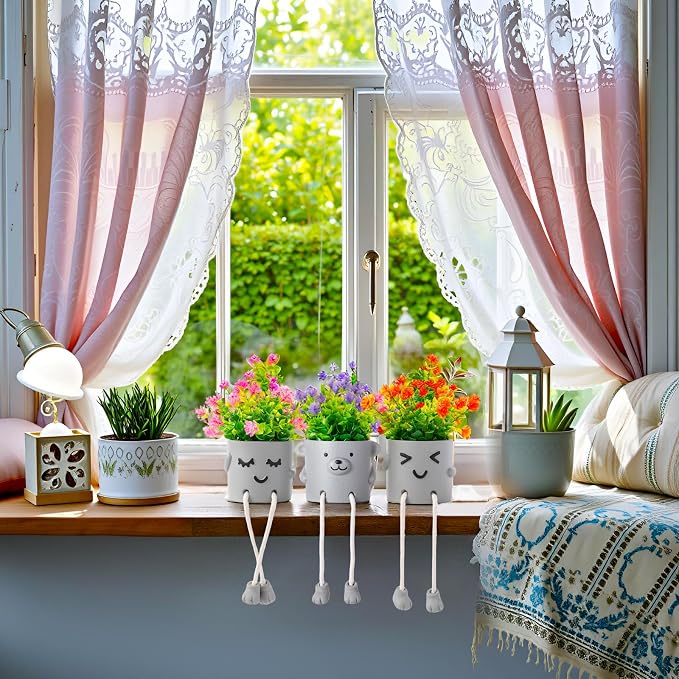 3 Packs Cute Fake Plants, Kawaii Artificial Potted Plants - Image 2