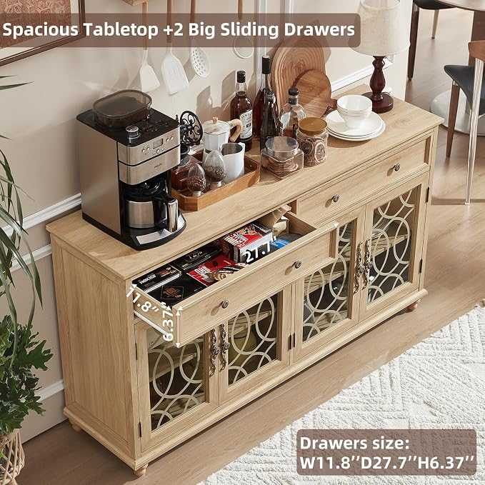 Joaxswe Large Sideboard Buffet Cabinet Set of 2 - Image 7