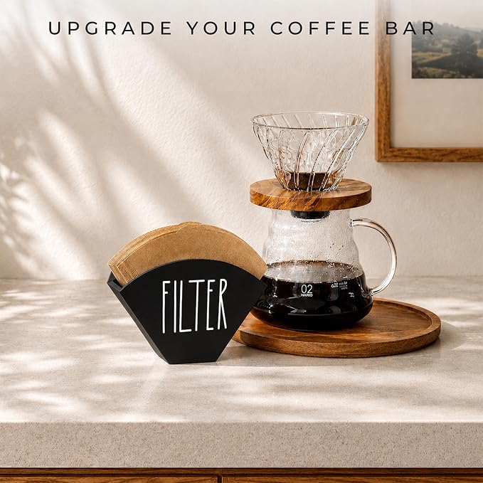 Wood Coffee Filter Holder, Farmhouse Cone Filter Storage Organizer, Wall Mount - Image 7