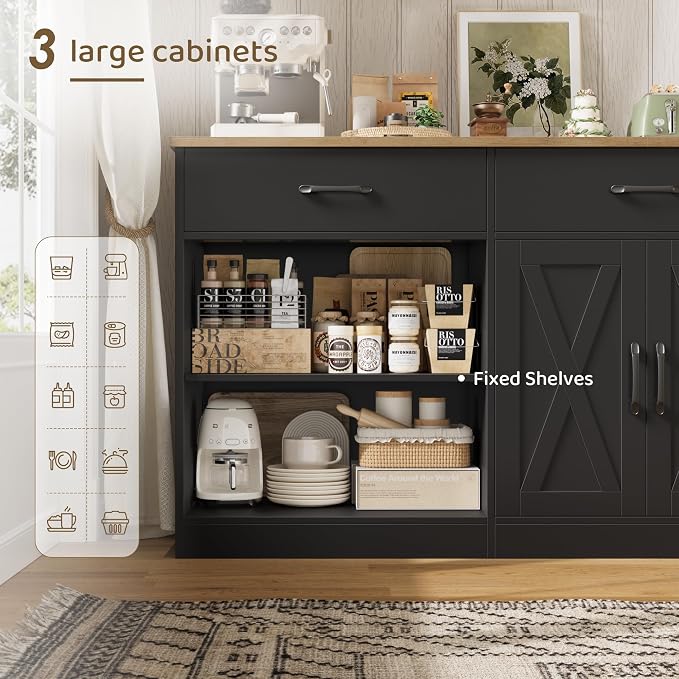 HOSTACK 71" Large Sideboard Buffet Cabinet - Image 7