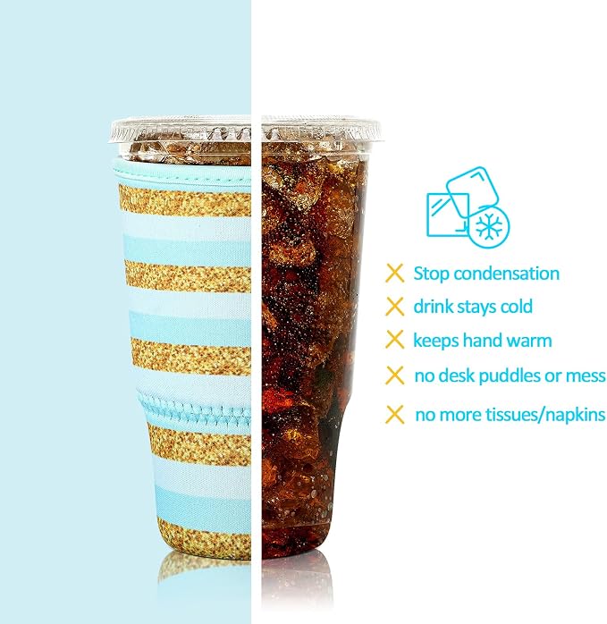 Patelai 4 Pieces Reusable Iced Coffee Sleeve Cup Insulator - Image 5