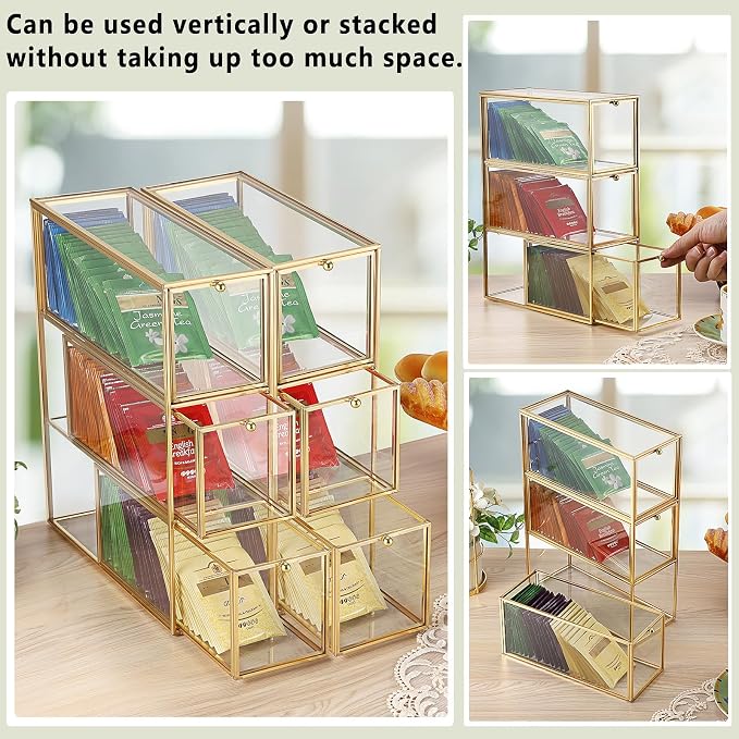 ELLDOO Tea Bag Organizer with 3 Drawers, Coffee Pod Snack Storage - Image 4