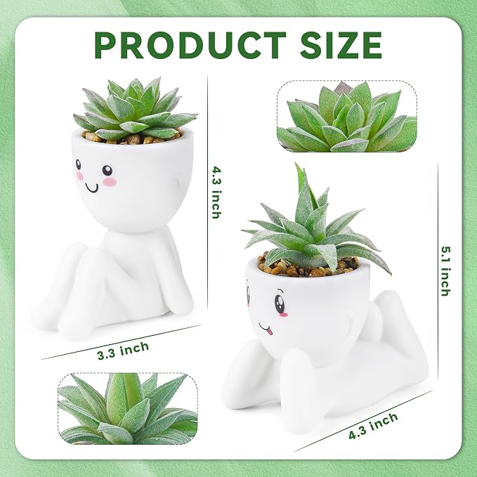 Der Rose 2 Pack Fake Plants Succulents Plants Artificial - Image 3