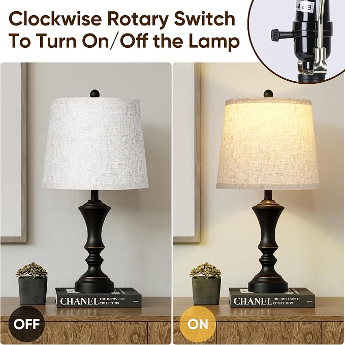 ROTTOGOON Retro Table Lamps Set of 2, Nightstand Lamp - Image 4
