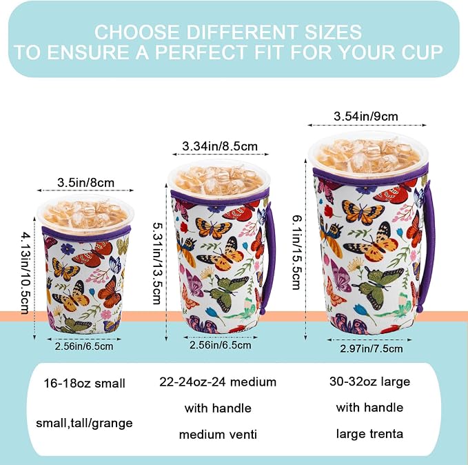 KJQJLY 3 Pack Reusable Iced Coffee Sleeves - Image 2