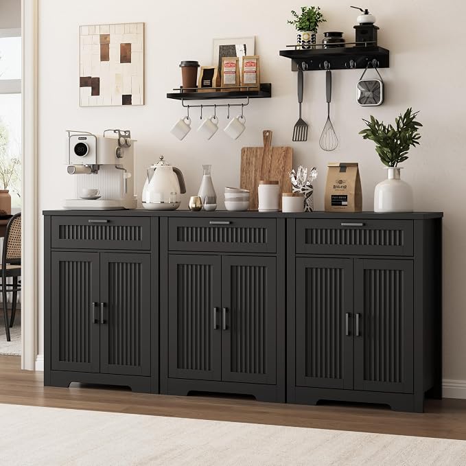 Buffet Cabinet with Storage Drawer, Farmhouse Coffee Bar Table with Storage - Image 7