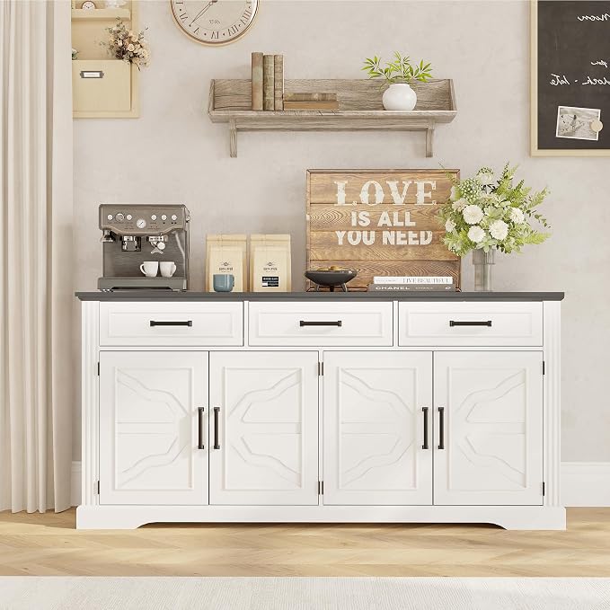 Garvee 66" Modern Farmhouse Sideboard Buffet Cabinet - Image 3