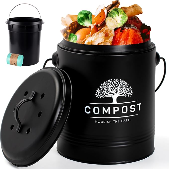 Perfnique Kitchen Compost Bin, 1.3 Gallon Countertop Compost Bin by PERFNIQUE