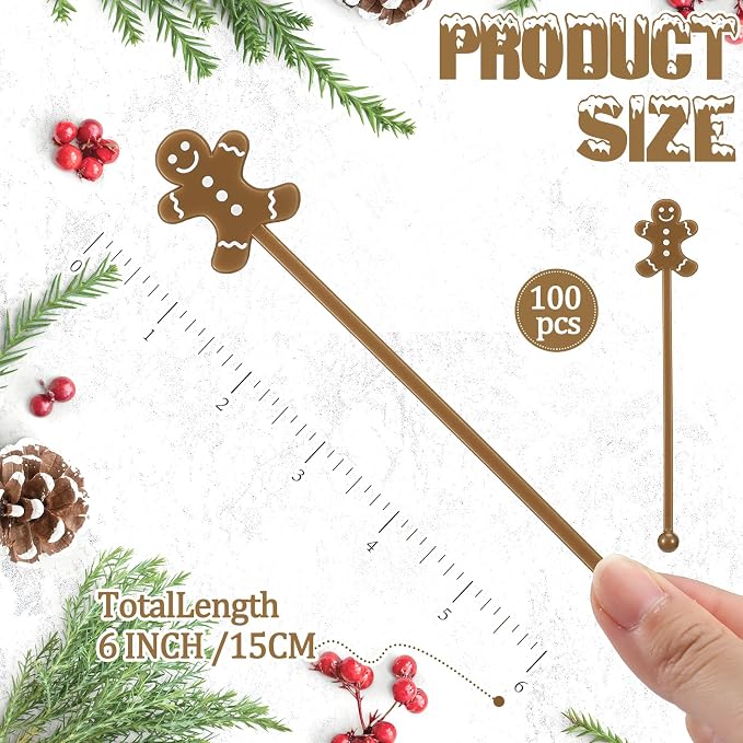 Chengu 100 Pcs Winter Drink Stirrers Xmas Stir Sticks Bulk Holiday Coffee - Image 2